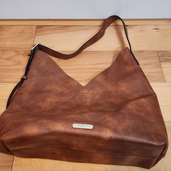Cluci brown vegan leather shoulder bag - Picture 1 of 4